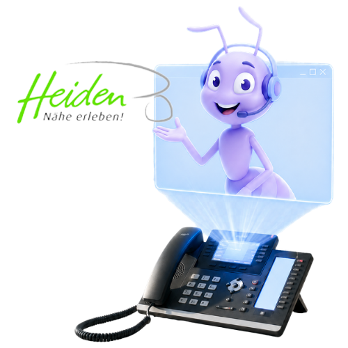 Die blueants.ai Ameise unterstützt ein Team bei der Telefonie